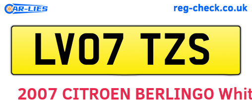 LV07TZS are the vehicle registration plates.