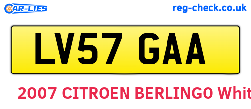 LV57GAA are the vehicle registration plates.
