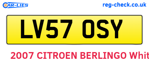 LV57OSY are the vehicle registration plates.