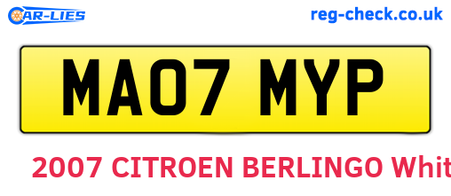 MA07MYP are the vehicle registration plates.