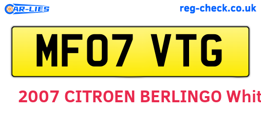 MF07VTG are the vehicle registration plates.