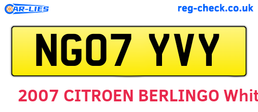 NG07YVY are the vehicle registration plates.