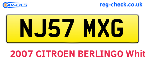NJ57MXG are the vehicle registration plates.