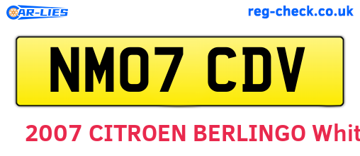NM07CDV are the vehicle registration plates.