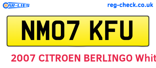NM07KFU are the vehicle registration plates.