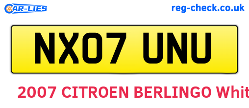 NX07UNU are the vehicle registration plates.