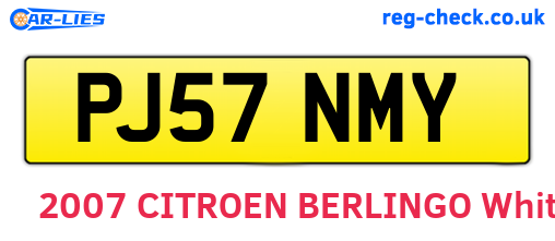 PJ57NMY are the vehicle registration plates.
