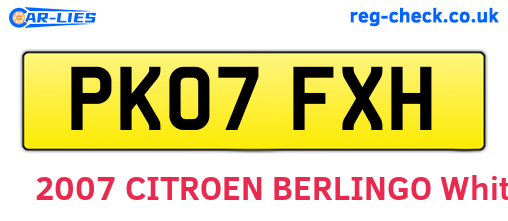 PK07FXH are the vehicle registration plates.