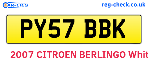 PY57BBK are the vehicle registration plates.