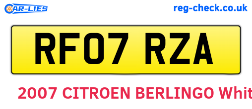 RF07RZA are the vehicle registration plates.