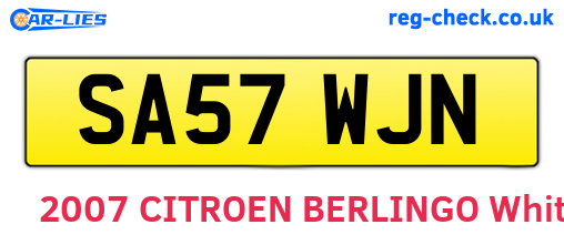 SA57WJN are the vehicle registration plates.
