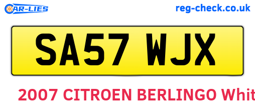 SA57WJX are the vehicle registration plates.