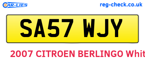 SA57WJY are the vehicle registration plates.
