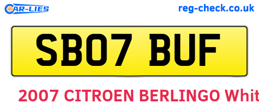 SB07BUF are the vehicle registration plates.
