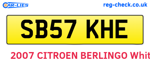 SB57KHE are the vehicle registration plates.