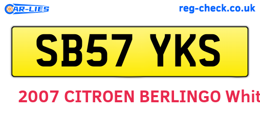 SB57YKS are the vehicle registration plates.