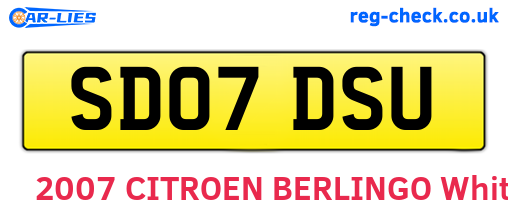 SD07DSU are the vehicle registration plates.