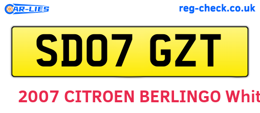 SD07GZT are the vehicle registration plates.
