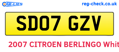 SD07GZV are the vehicle registration plates.
