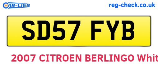 SD57FYB are the vehicle registration plates.