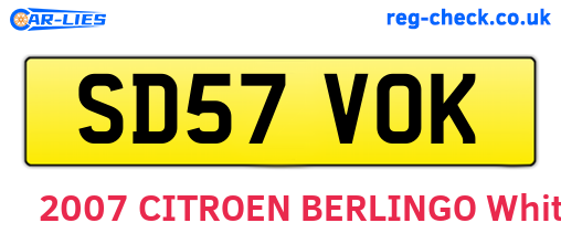 SD57VOK are the vehicle registration plates.
