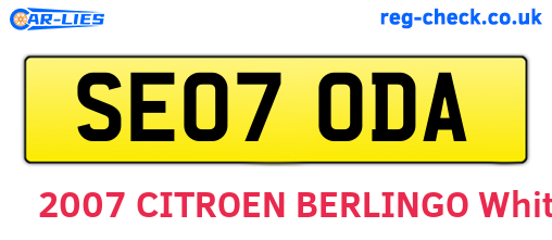 SE07ODA are the vehicle registration plates.
