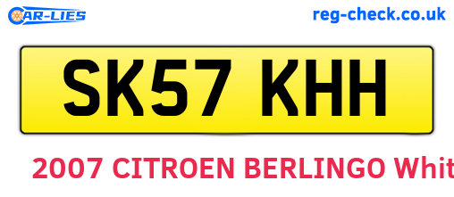 SK57KHH are the vehicle registration plates.