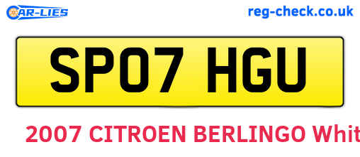 SP07HGU are the vehicle registration plates.