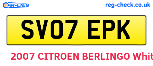 SV07EPK are the vehicle registration plates.