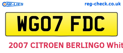 WG07FDC are the vehicle registration plates.