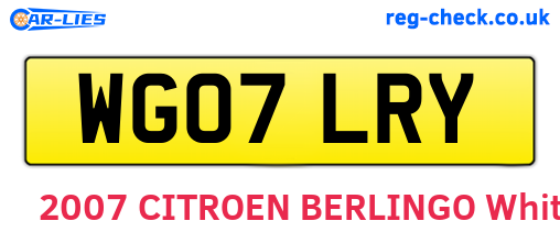 WG07LRY are the vehicle registration plates.