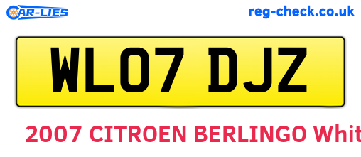 WL07DJZ are the vehicle registration plates.