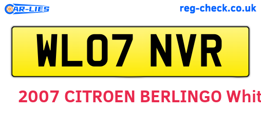 WL07NVR are the vehicle registration plates.