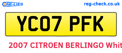 YC07PFK are the vehicle registration plates.