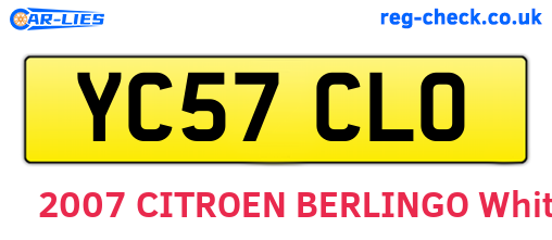 YC57CLO are the vehicle registration plates.