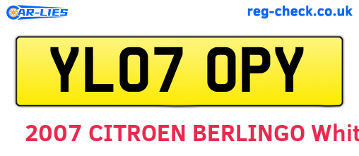 YL07OPY are the vehicle registration plates.