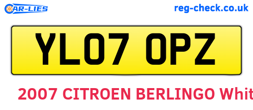 YL07OPZ are the vehicle registration plates.