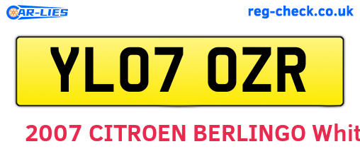 YL07OZR are the vehicle registration plates.