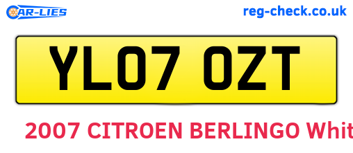 YL07OZT are the vehicle registration plates.