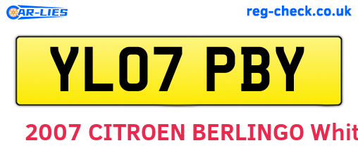 YL07PBY are the vehicle registration plates.