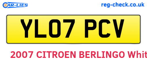 YL07PCV are the vehicle registration plates.