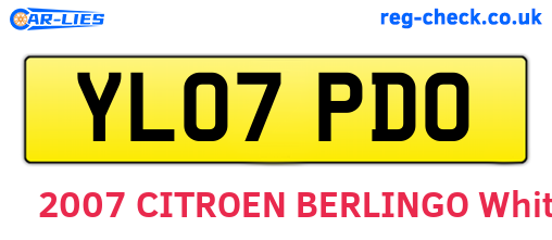 YL07PDO are the vehicle registration plates.