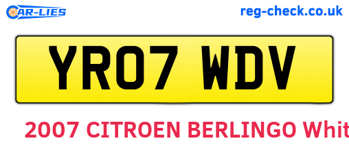 YR07WDV are the vehicle registration plates.