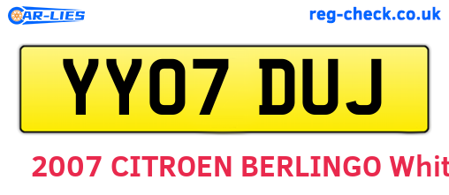 YY07DUJ are the vehicle registration plates.