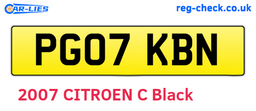 PG07KBN are the vehicle registration plates.