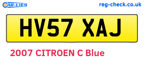 HV57XAJ are the vehicle registration plates.