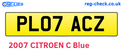 PL07ACZ are the vehicle registration plates.