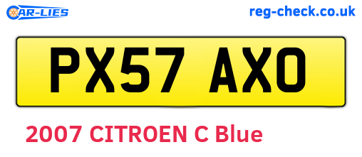 PX57AXO are the vehicle registration plates.