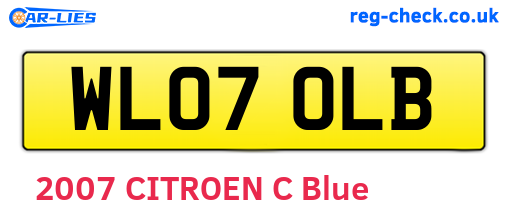 WL07OLB are the vehicle registration plates.