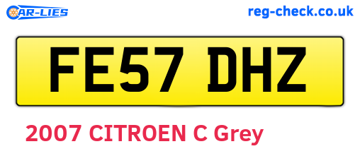 FE57DHZ are the vehicle registration plates.